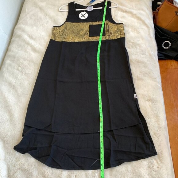 Black & Gold Sequin Detail Alex Dress By Home-Lee Size 10 Polyester Blend midi d - Picture 10 of 12